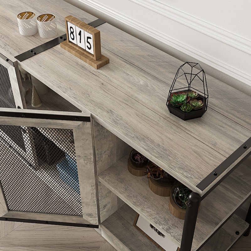 Farmhouse TV Stand Iron Mesh Wind Industrial Corner Multimedia for Living Room