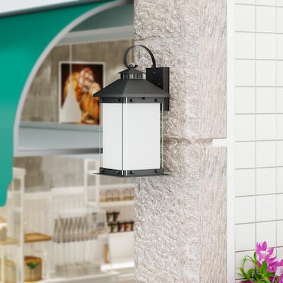 Maxax 1 - Light 13.75" Cage Wall Sconce with Dusk to Dawn