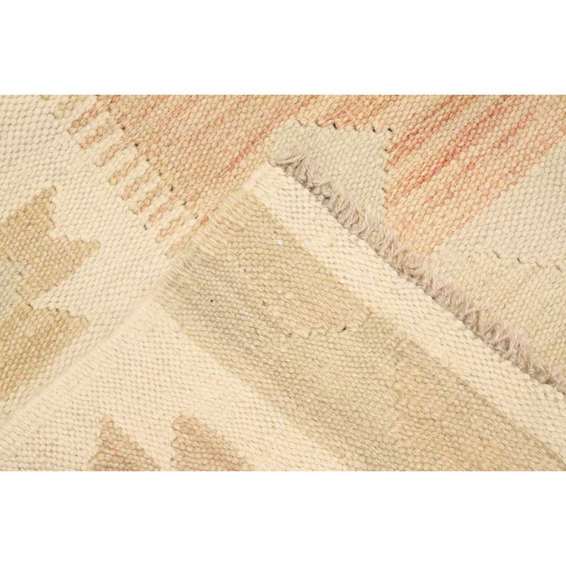 Hand Woven Oriental 100% Wool Carpet Southwestern Tribal Beige & Ivories Kilim Area Rug - 4' 9'' X 3' 1''