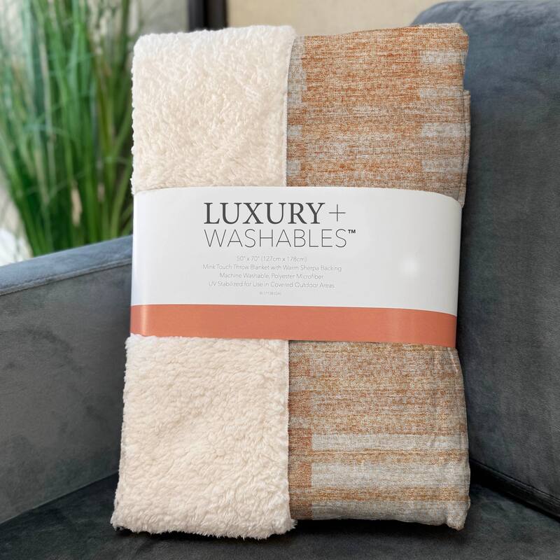 Premium Machine Washable Contemporary Sherpa Throw Blanket