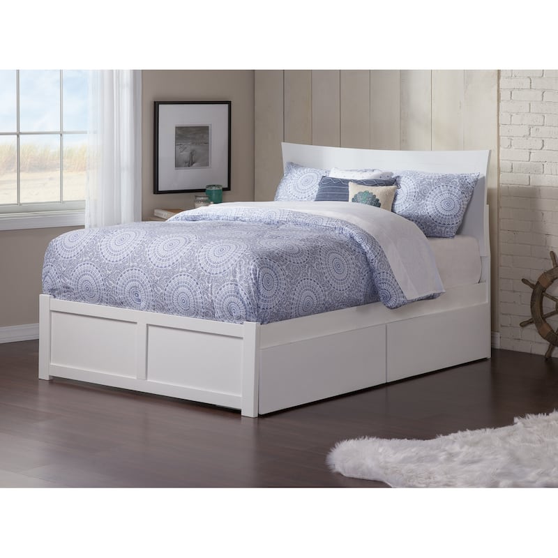Metro Full Platform Bed with 2 Drawers in White