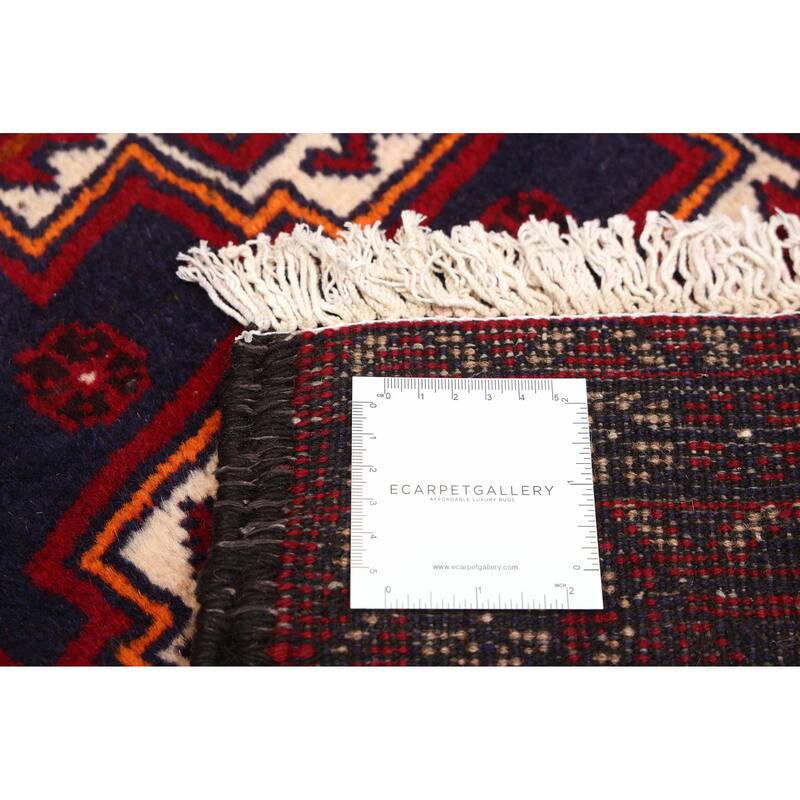 ECARPETGALLERY Hand-knotted Baluch Dark Navy, Red Wool Rug - 3'3 x 5'7