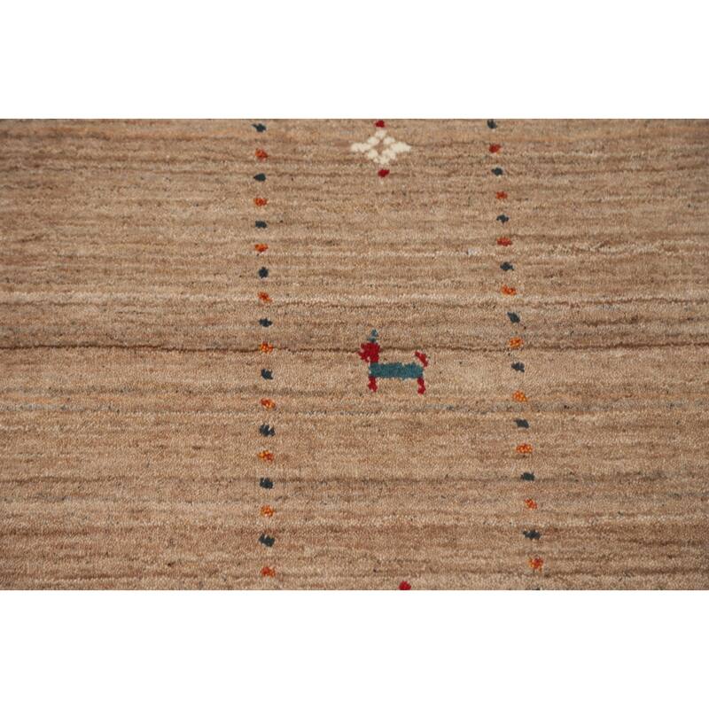 Hand Knotted Oriental 100% Wool Carpet Tribal Animal Pictorial Brown Gabbeh Area Rug - 8' 11'' X 8' 11''