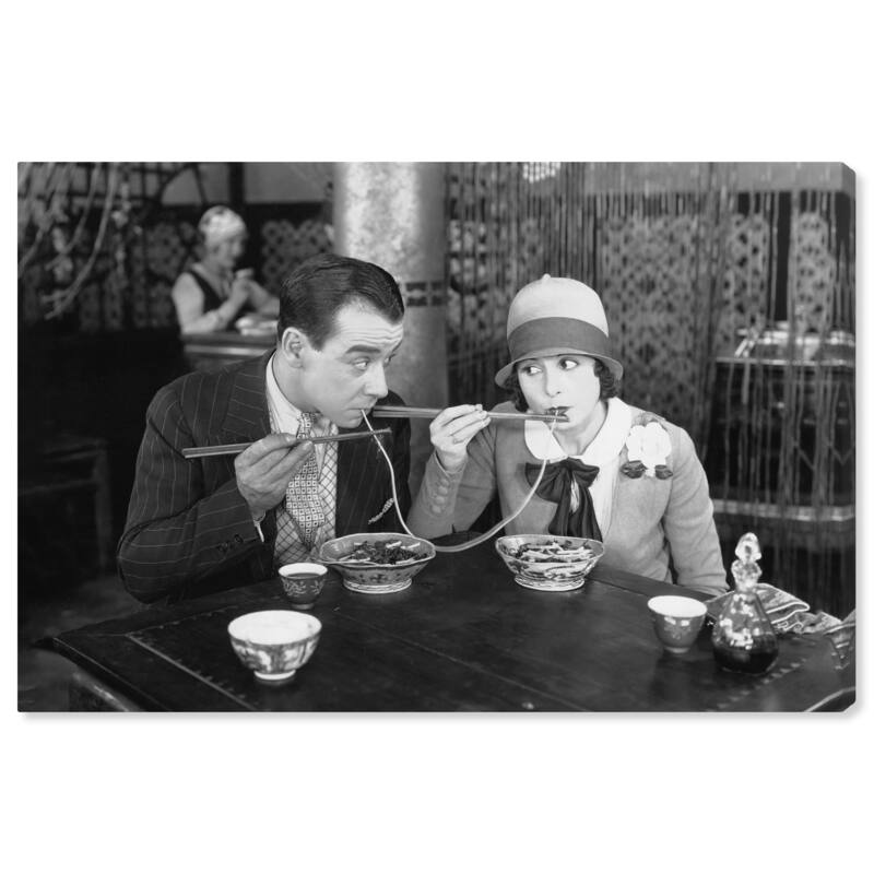 Wynwood Studio 'Romantic Dinner' People and Portraits Wall Art Canvas Print Couples - Black, White