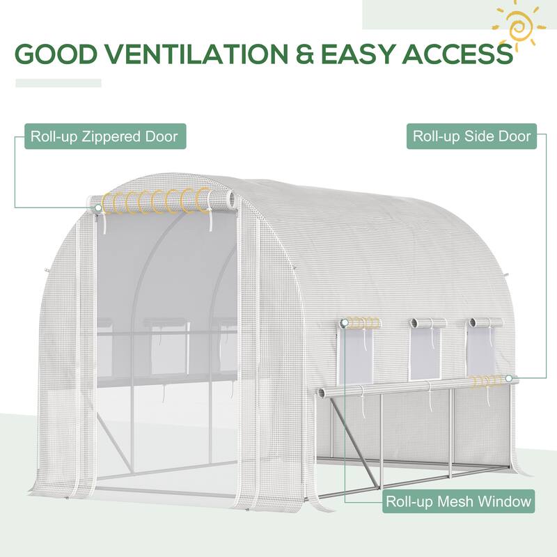 Outsunny 10' x 7' x 7' Walk-in Tunnel Greenhouse, Outdoor Plant Nursery with Anti-Tear PE Cover