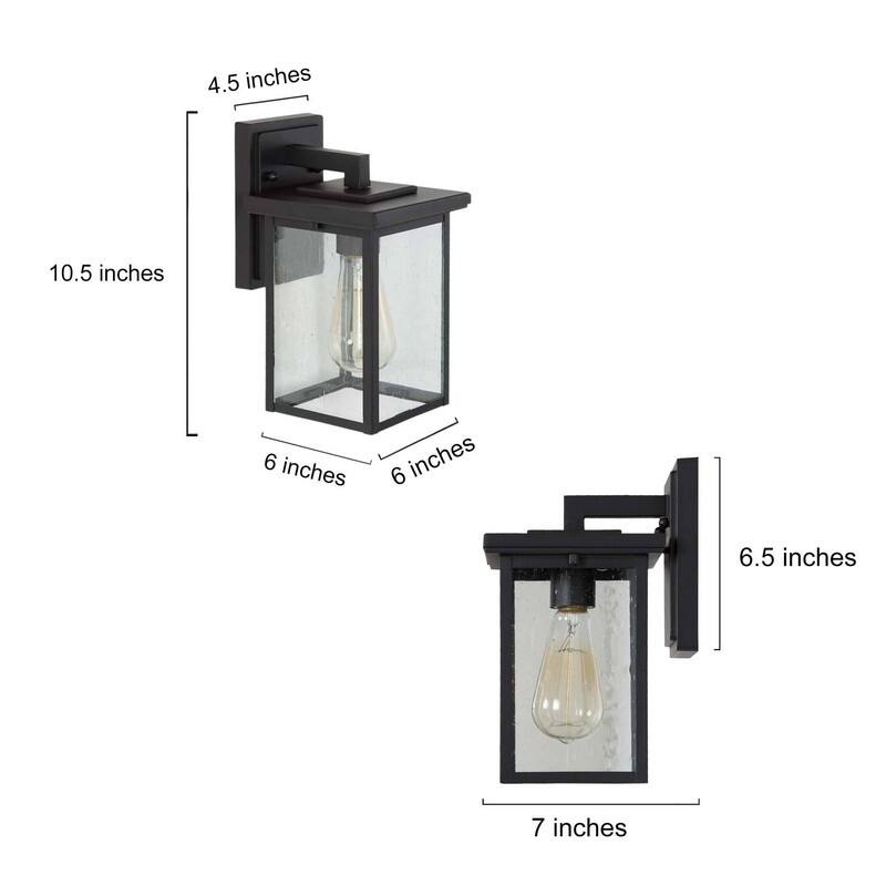 Modern Farmhouse Black 1-Light Outdoor Wall Sconce Glass Patio Lantern
