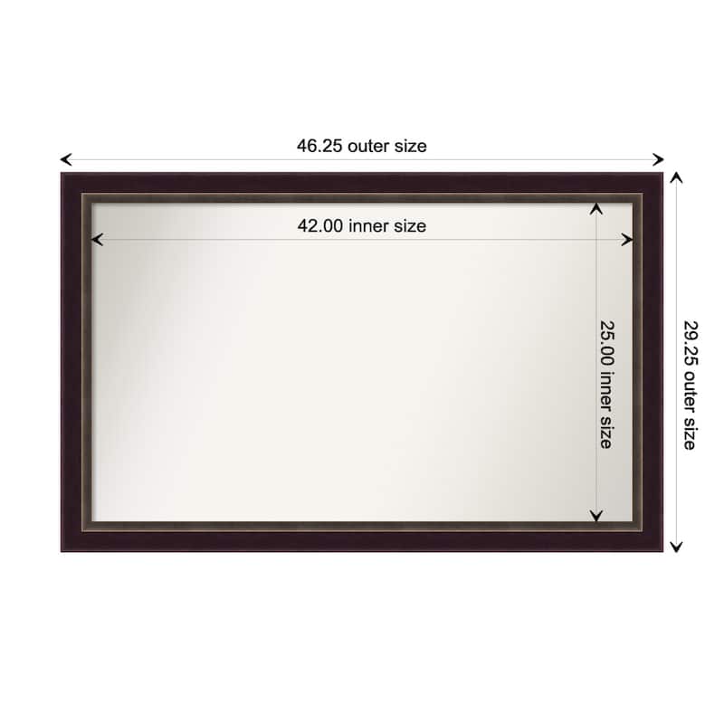 Signore Bronze Framed Non-Beveled Custom Wall Mirror, Bathroom Vanity Mirror - Outer Size: 46.25 x 29.25
