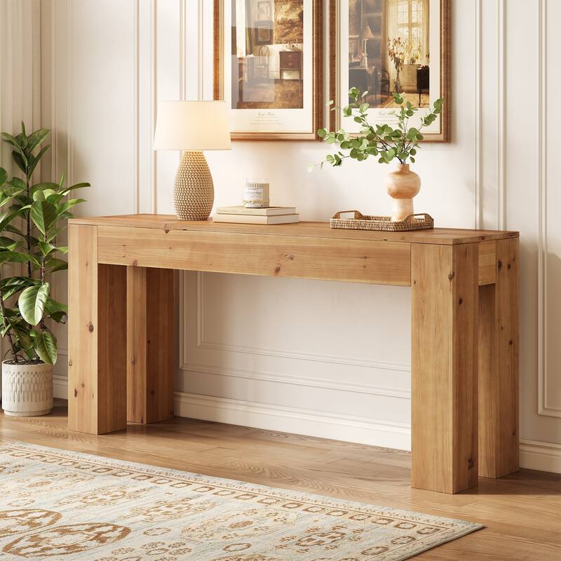 Solid Wood Console Table for Entryway, 70.87-Inch Extra Long Sofa Table Behind the Couch - 13.78" D x 70.87" W x 33.46" H