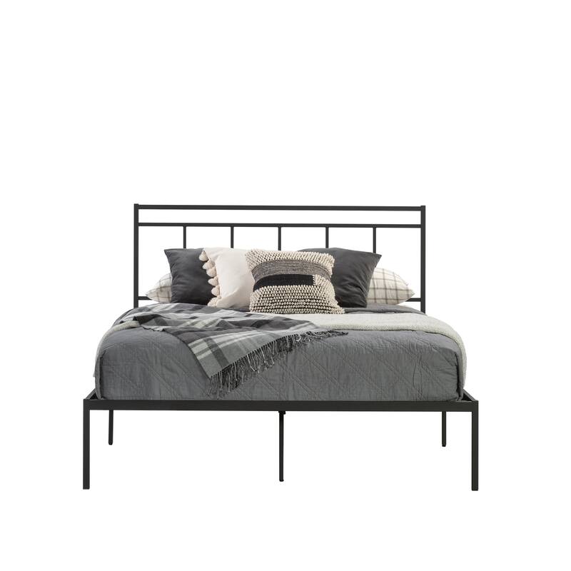 Metal Platform Bed With Headboard, Black
