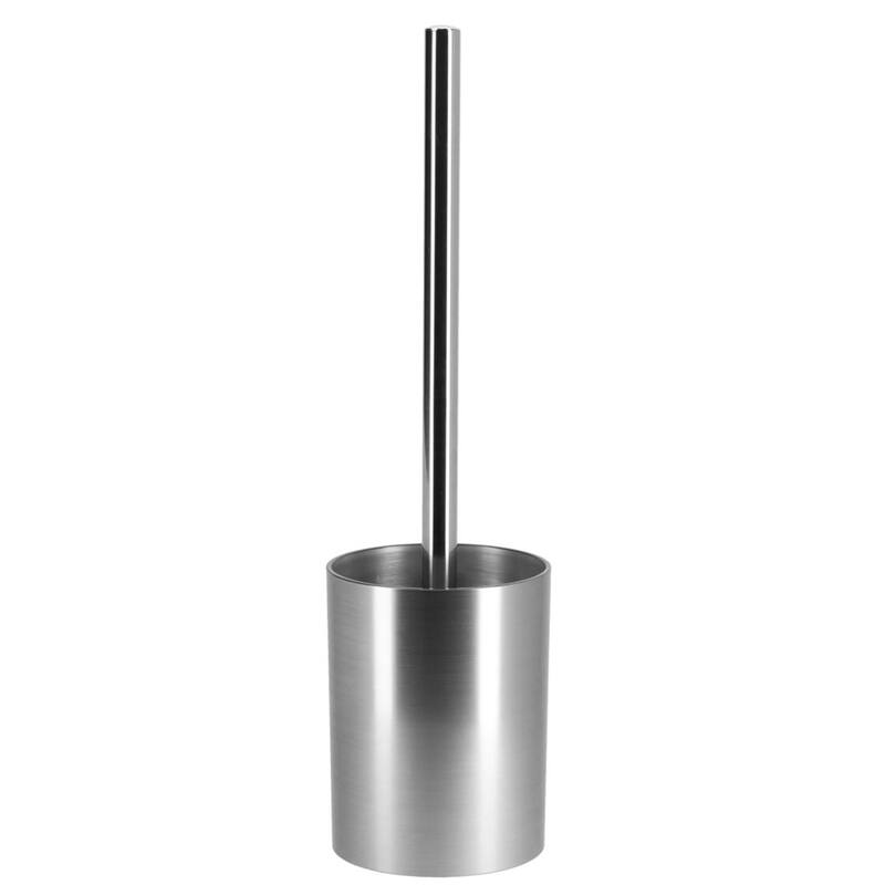 Toilet Brush and Holder Set NOUMEA Silver Brushed Aluminum - 3.12" L x 3.12" W x 14.12"H - Chrome - 3.12" L x 3.12" W x 14.12"H