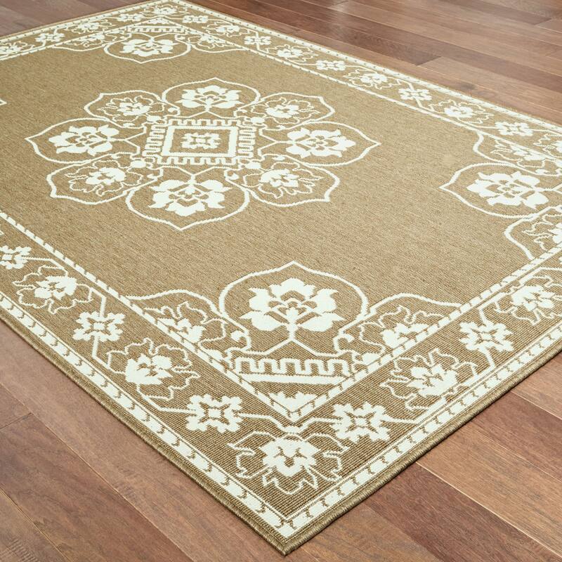 Style Haven Marianna Bordered Medallion Loop Pile Indoor Outdoor Area Rug