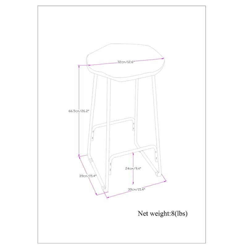 WYNDENHALL Bradley Industrial Metal Saddle Counter Height Stool (Set of 2) in Natural - 15.35" D x 15.35" W x 26.18"H