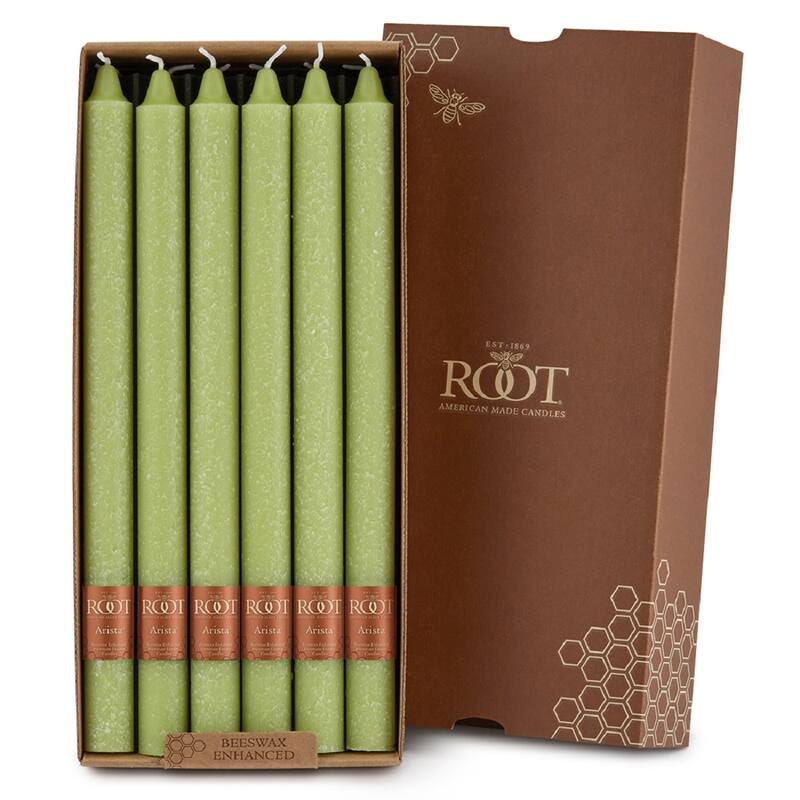ROOT 12 Inch Unscented Timberline Arista Taper Candles box of 12 - 12 X 7/8 - Willow