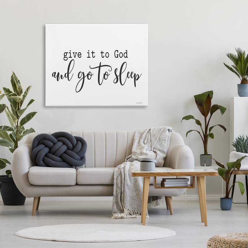 Stupell Give to God Go to Sleep Spiritual Phrase Canvas Wall Art - White