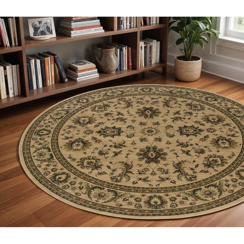HomeRoots Oriental Traditional Square Area Rug - 94.49 in. x 94.49 in. x 0.43 in. - Round