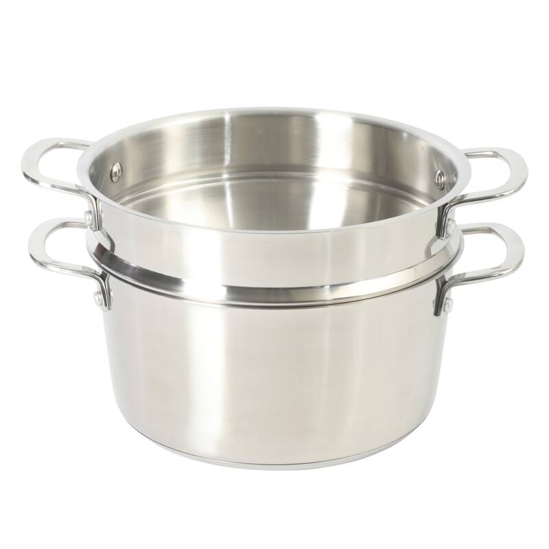 Sur La Table Kitchen Essentials 3-Piece 5.3-Quart Stainless Steel Dutch Oven with Steamer Insert & Glass Lid