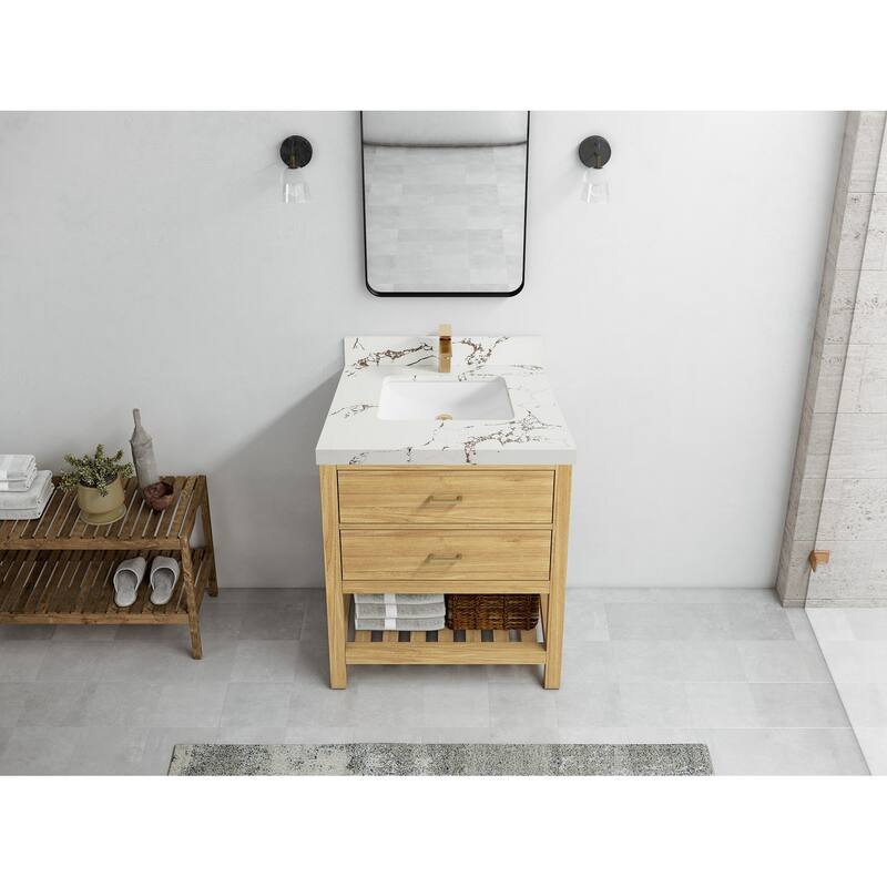 Willow Collections 30 in. W x 22 in. D Parker Solid Teak Single Sink Bathroom Vanity with Countertop