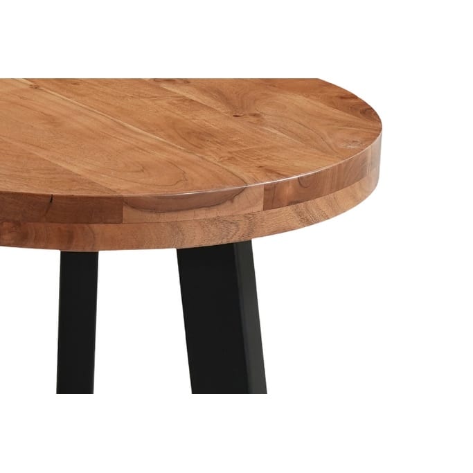 HomeRoots 24" Brown and Black Solid Wood And Iron Round Cross Legs End Table - 22.00 in. x 24.00 in. x 22.00 in.