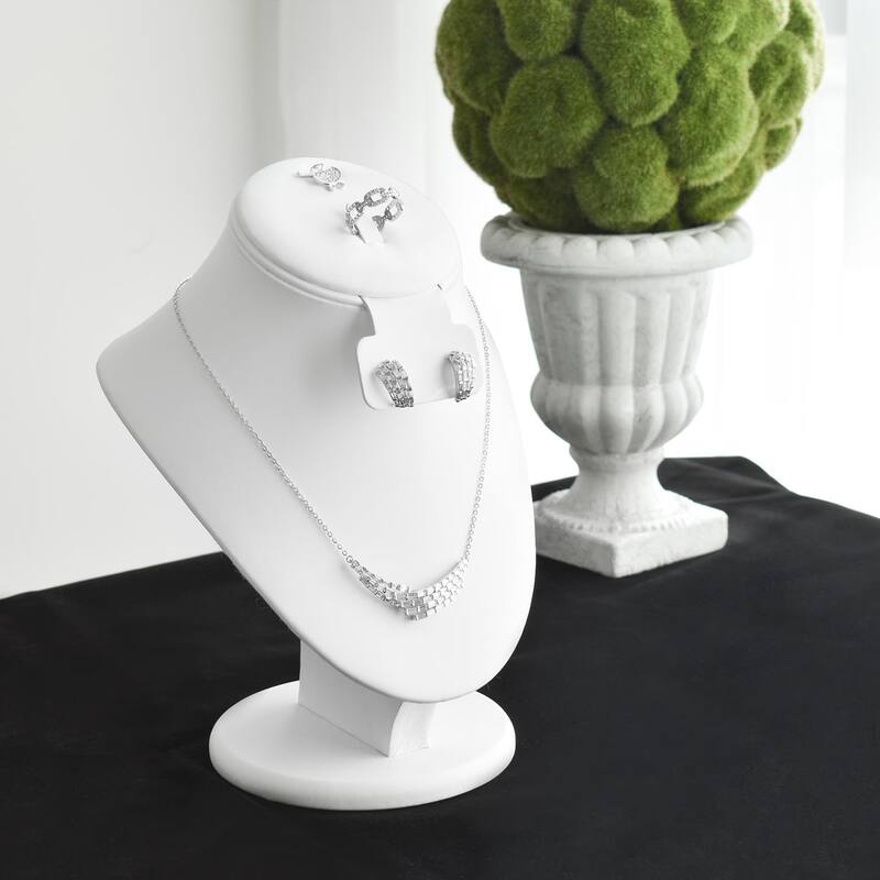 Jewelry Display Necklace Bust,White Faux Leather - S