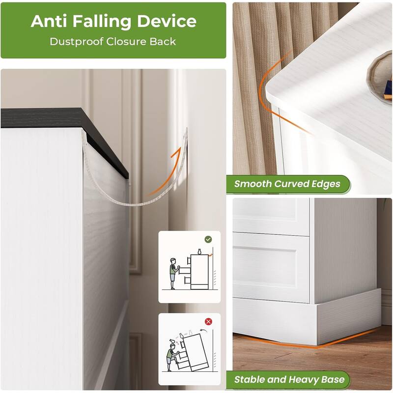 Bedroom Dresser Charging Station Storage Drawers Chest of Drawers