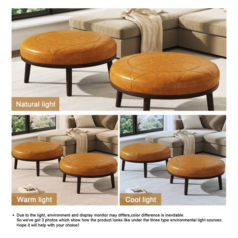 Oversized Full-Grain Genuine Italian Leather Ottoman
