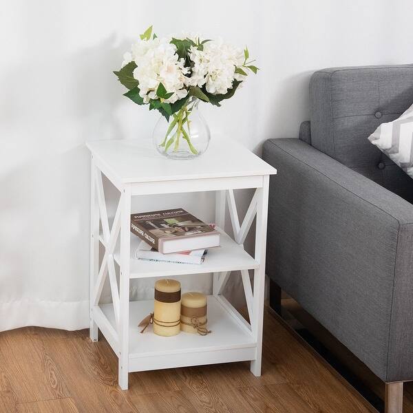 Shop 3 Tier Living Room Display Storage Shelf Nightstand White
