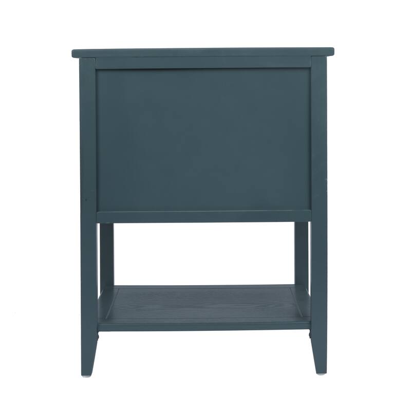Roomfitters 2 Drawer Side Table, Rattan Nightstand End Table with Storage for Bedroom, Living Room