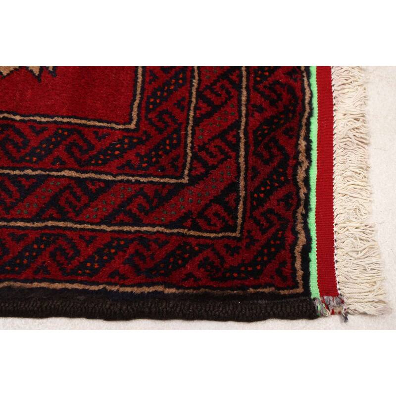 ECARPETGALLERY Hand-knotted Teimani Dark Red Wool Rug - 3'3 x 5'10