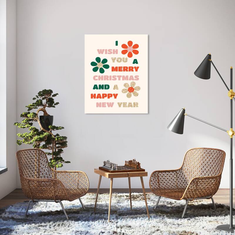 Wynwood Studio Canvas Holiday and Seasonal My Wish for You Glitter Gold Modern & Contemporary Wall Art Canvas Print - 30 x 36