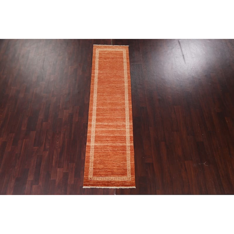 Bordered Gabbeh Kashkoli Oriental Runner Rug Wool Hand-knotted Carpet - 2'5" x 9'4"