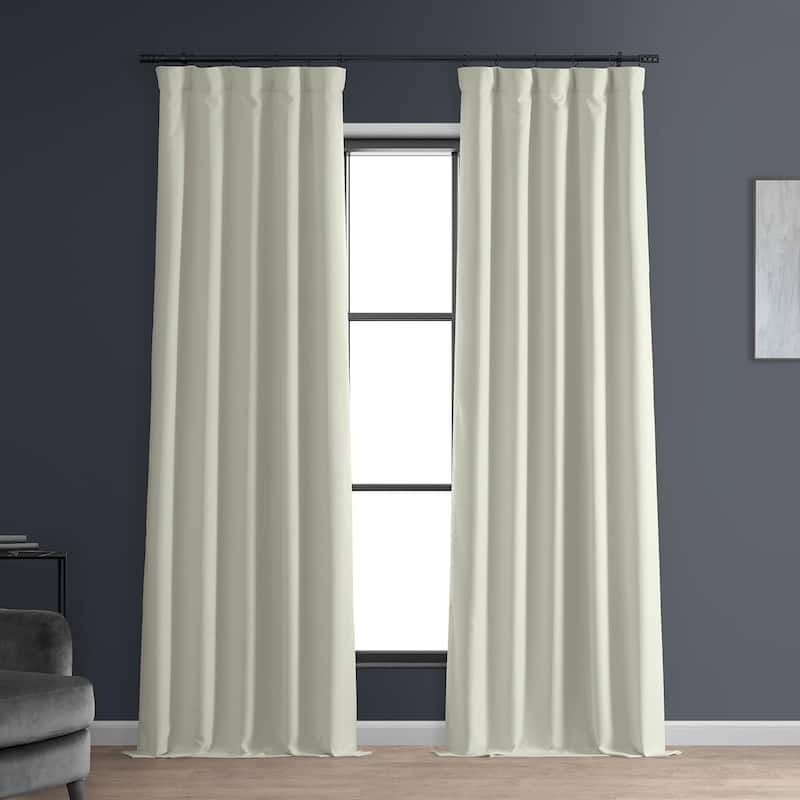 Exclusive Fabrics Faux Linen 100% Blackout Curtains Heat and Light Blocking - (1 Panel) - 50 X 108 - Excursion Ivory