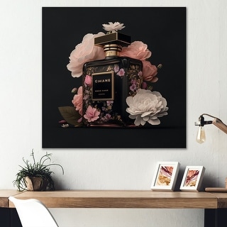 Designart 'Elegant Floral Perfume Bottle II' Fashion Perfume Canvas Wall Art
