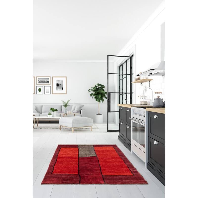 ECARPETGALLERY Hand-knotted Peshawar Ziegler Red Wool Rug - 5'1 x 6'10