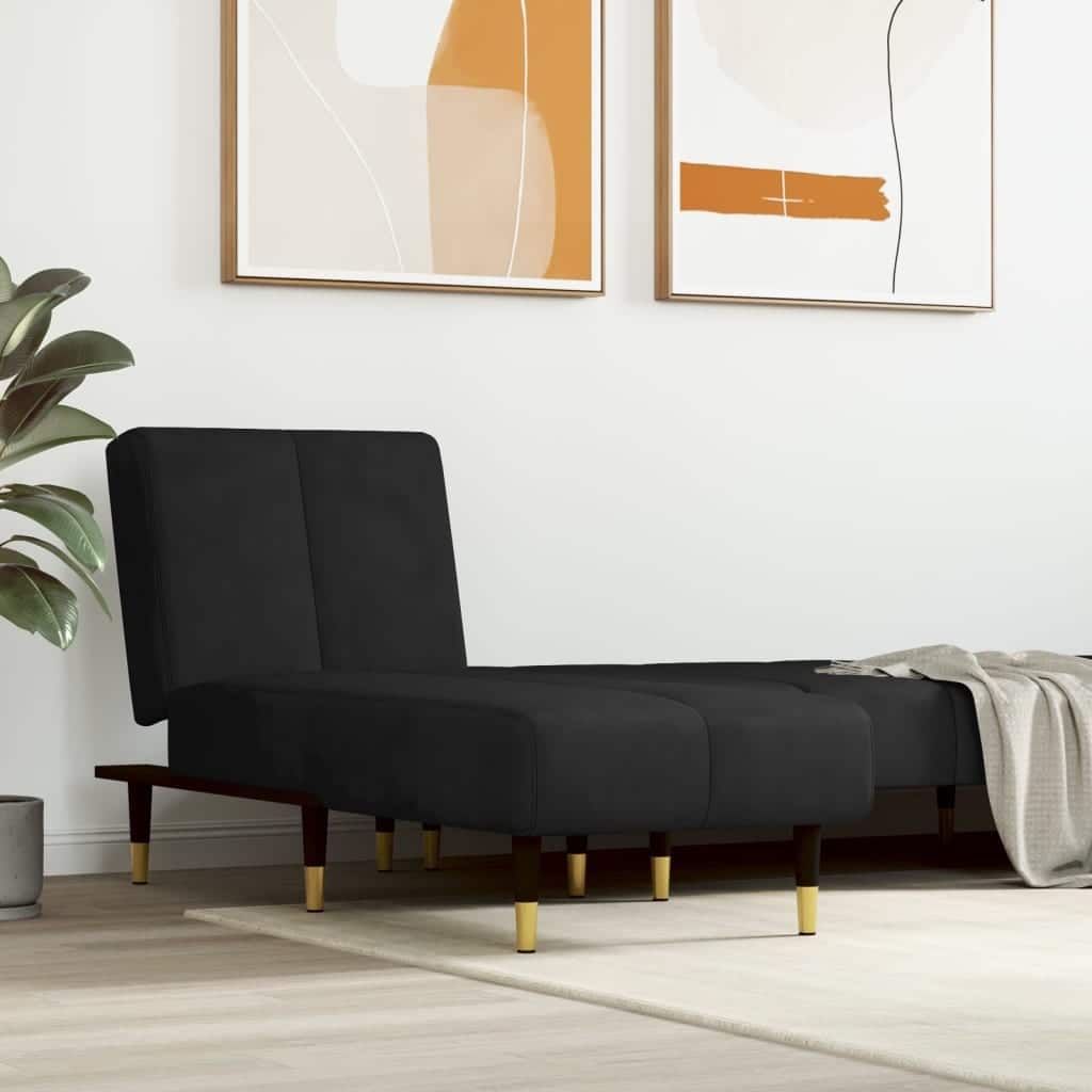 vidaXL Chaise Longue Black Velvet - 21.7" x 55.1" x 27.6"