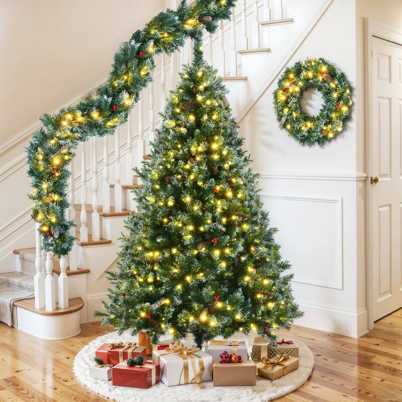 6FT Dark Green Pine Hinged Artificial Christmas Tree - Green - 6 Foot