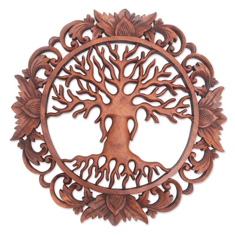 Novica Handmade Tree Roots Wood Wall Relief Panel