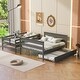 preview thumbnail 4 of 18, Wood Twin over Full Bunk Bed with Twin Trundle, Guard Rails, and Sturdy Pine Frame for Bedroom, Grey