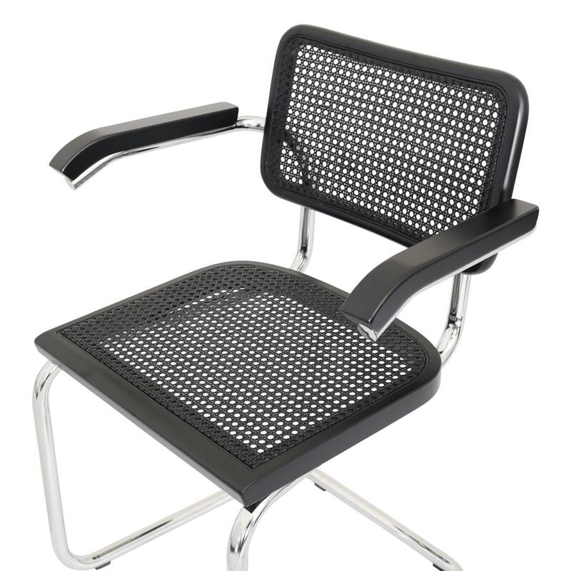 Breuer Chair Company Marcel Breuer Cesca Cane Cantilever Armchair Arm Chair w/ Chrome Steel Frame (Various Wood & Cane Colors)