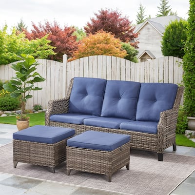 Outdoor Sofa with 2 Ottoman - Grey