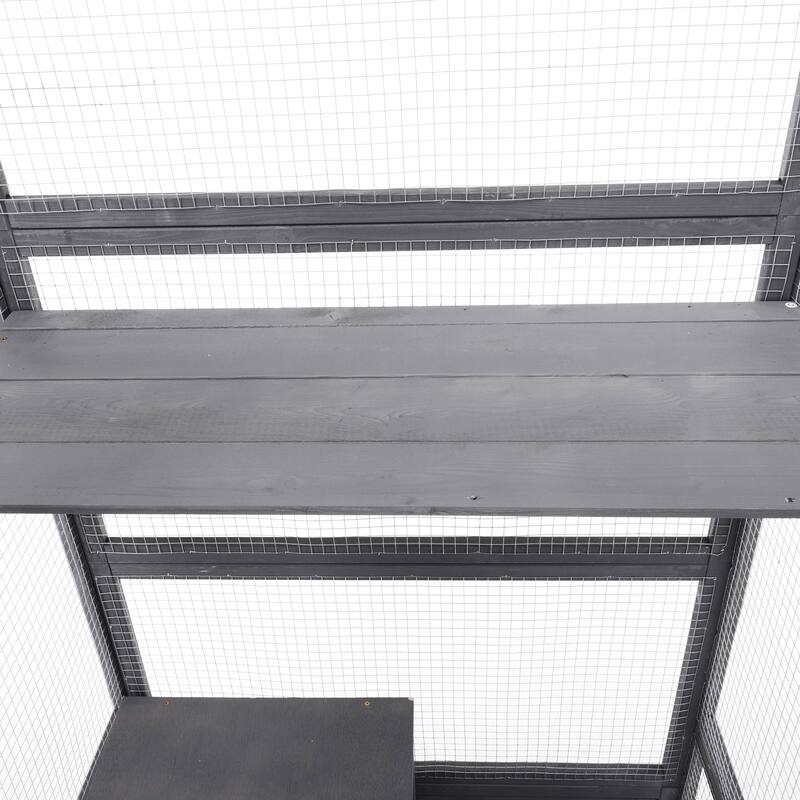Roomfitters Outdoor Cat House Catio Enclosure Double Door Balcony Playpen with Platforms and Condos for 1-3 Cats