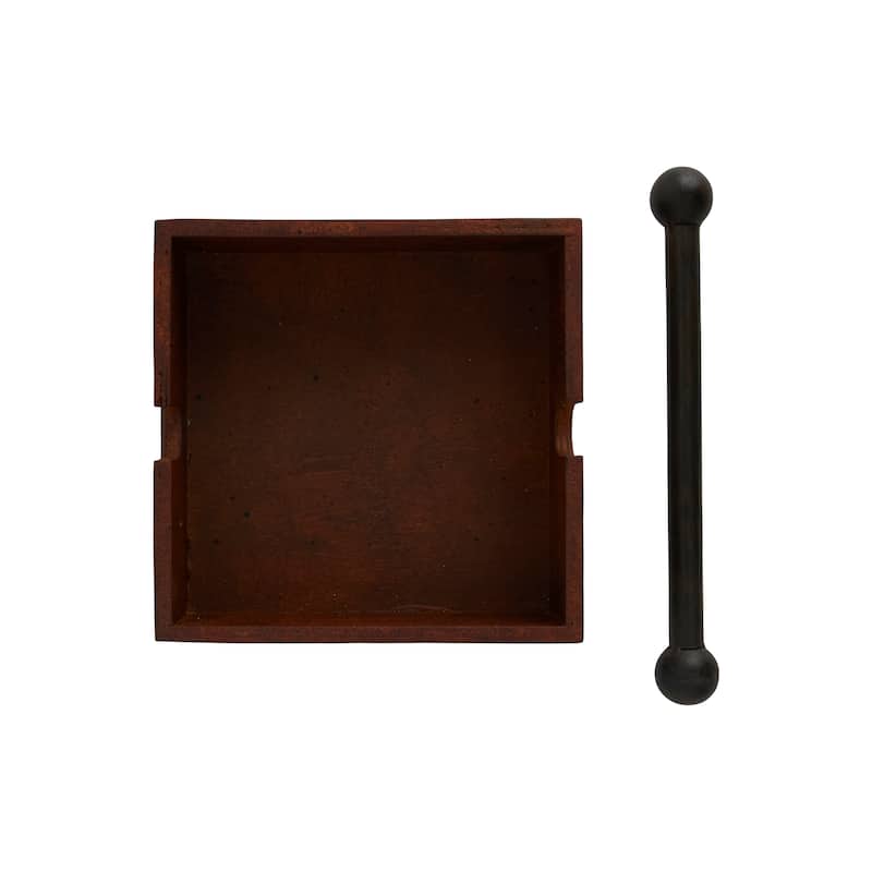 Wood Napkin Holder with Metal Bar