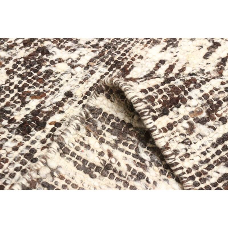 ECARPETGALLERY Braid weave Sienna Dark Brown Wool Rug - 5'1 x 7'4