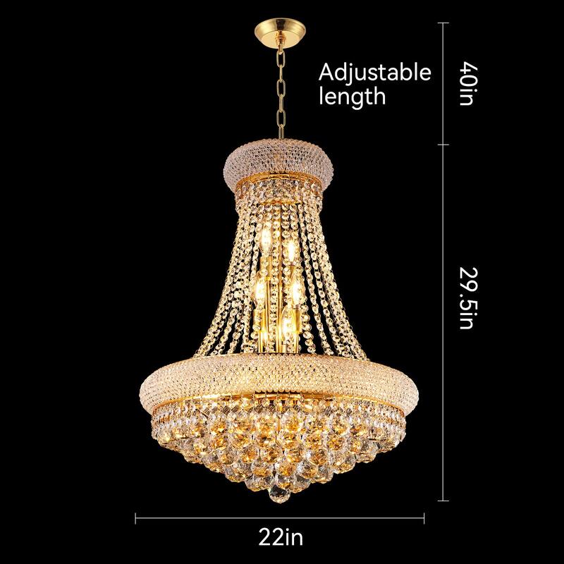 Crystal Chandelier French Empire Ceiling Light with LED Bulbs
