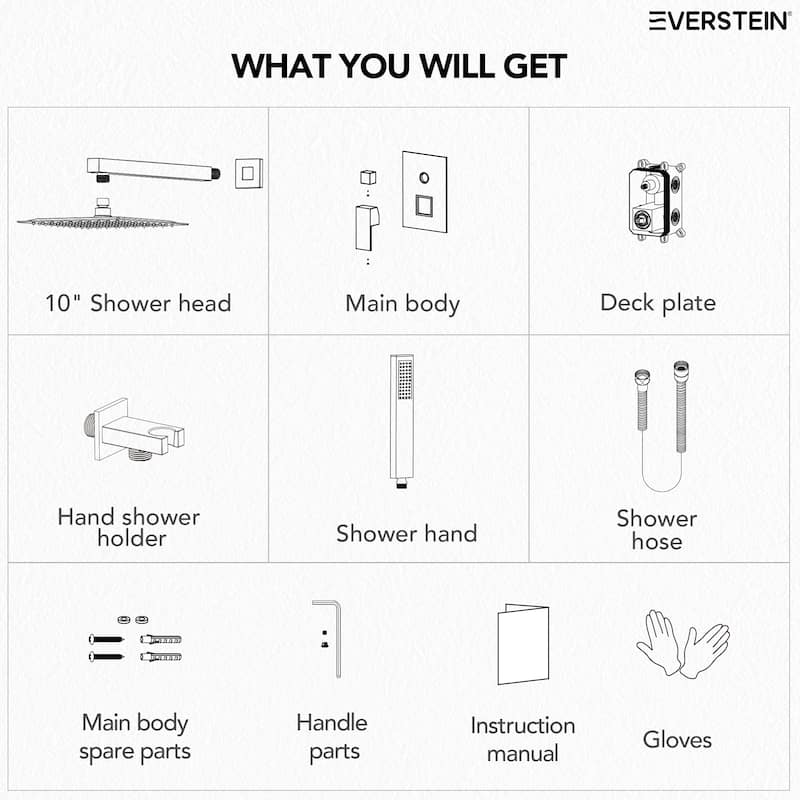 10" Rain Shower Head High Pressure Wall Mount Shower System, Bathroom Shower Faucet Set with Handheld Spray