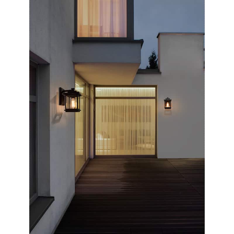 Modern Farmhouse Black 1-Light Outdoor Sconces Traditional Lantern Wall Light - L6.7 "X W9.1" X H11.8"
