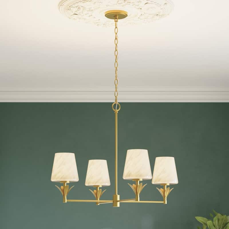 Acroma - 4 Light Gold Steel & Glass Dimmable Modern Linear Chandelier - N/A
