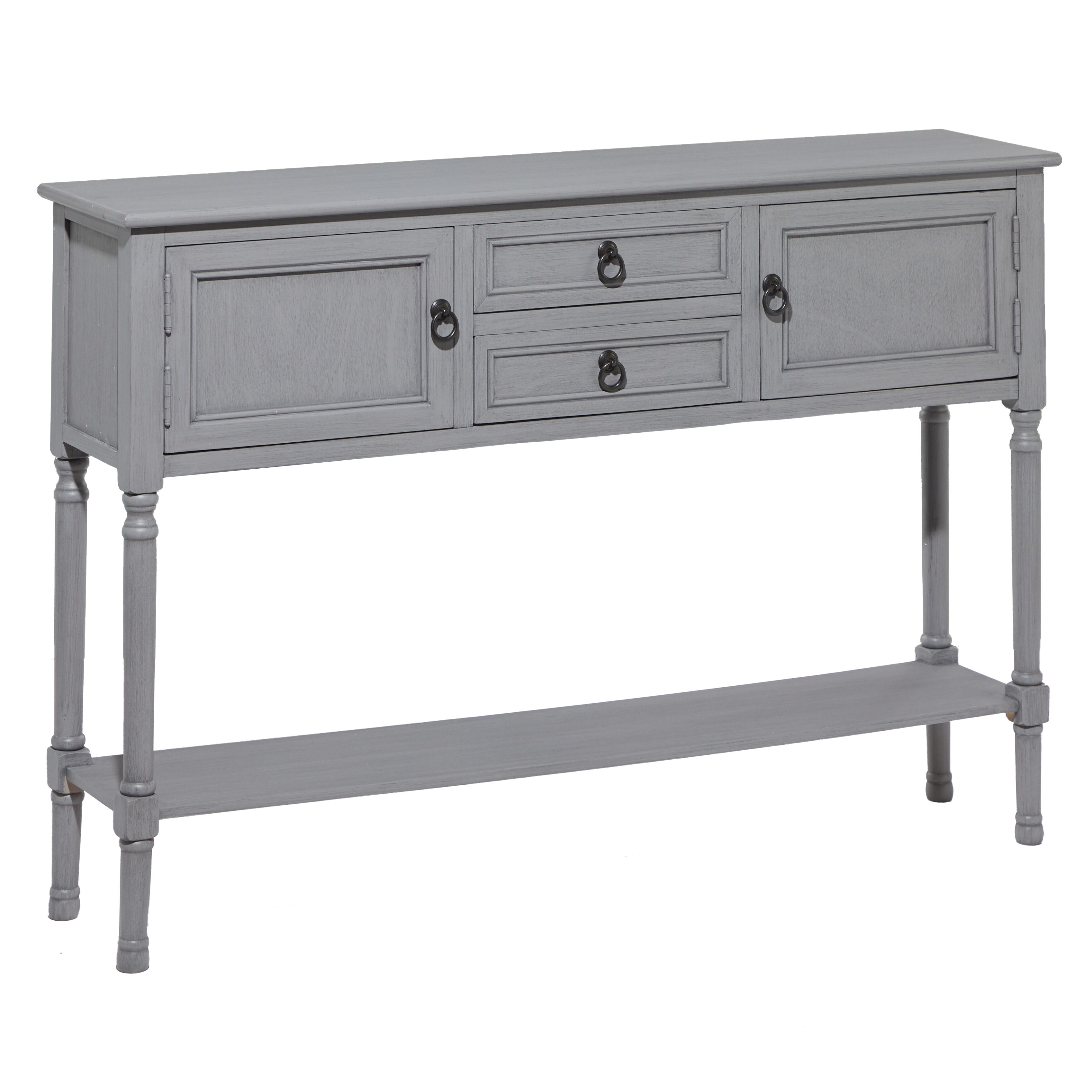 Large Grey Wood Console Table With Black Metal Ring Drawer And Cabinet Fixtures 47 X 32 47 X 11 X 32 Overstock 32134017 Once both ends are welded together join them together with the long sections to. large grey wood console table with black metal ring drawer and cabinet fixtures 47 x 32 47 x 11 x 32