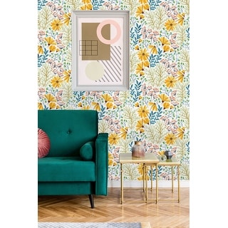 Boho Style Flowers Peel and Stick Wallpaper - Bed Bath & Beyond - 32616758