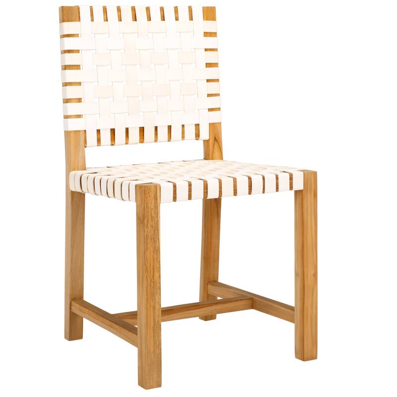 SAFAVIEH Arlene Solid Wood & Leather Dining Chair (Fully Assembled) - 18.3 In. W x 20.3 In. D x 33.7 In. H - 18Wx20Dx34H