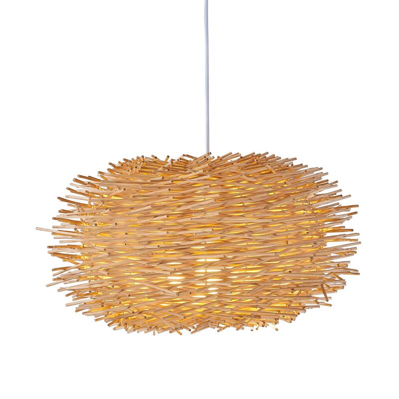 1 Light Rattan Pendant in Natural Finish - 10.25"H x 20"W x 20"D